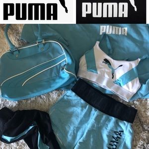 Super rare 5 pc lot Puma Milky blue sweatshirt bag